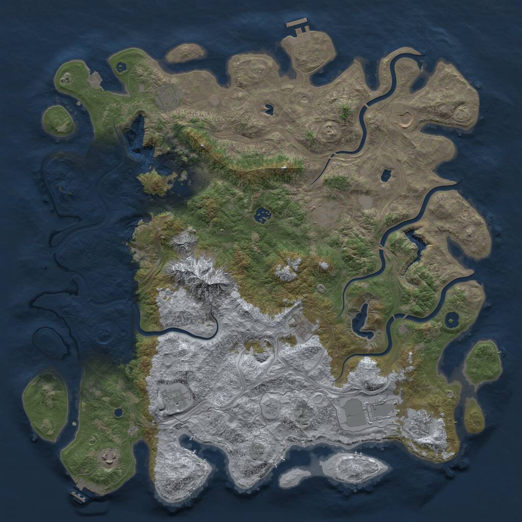Rust Map: Procedural Map, Size: 5000, Seed: 23486939, 17 Monuments
