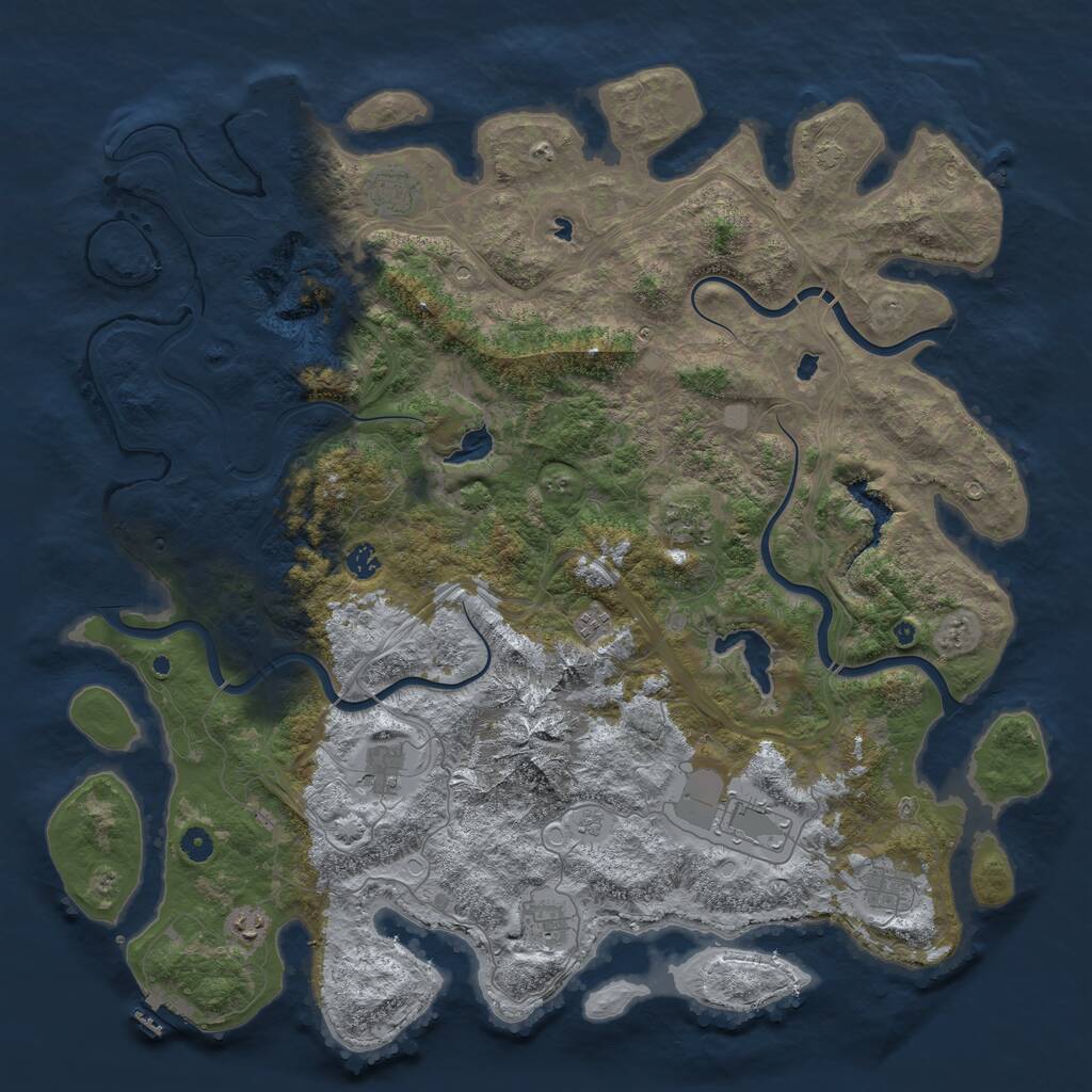 Rust Map: Procedural Map, Size: 5000, Seed: 23486939, 15 Monuments