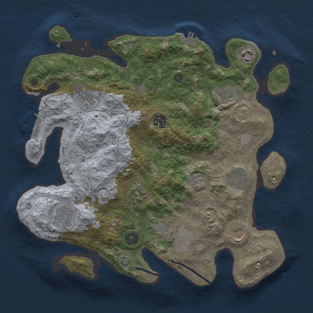 Rust Map: Procedural Map, Size: 3500, Seed: 2140536499, 18 Monuments