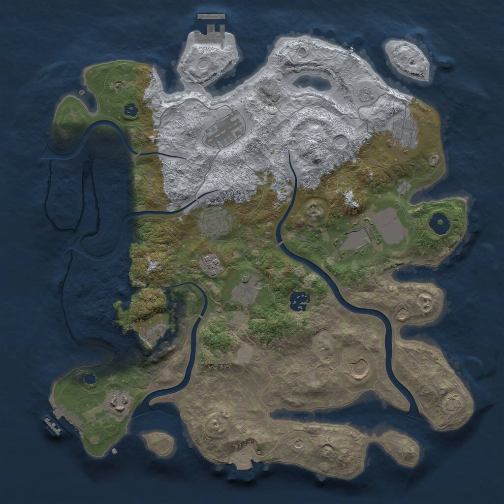 Rust Map: Procedural Map, Size: 3700, Seed: 1714331488, 16 Monuments