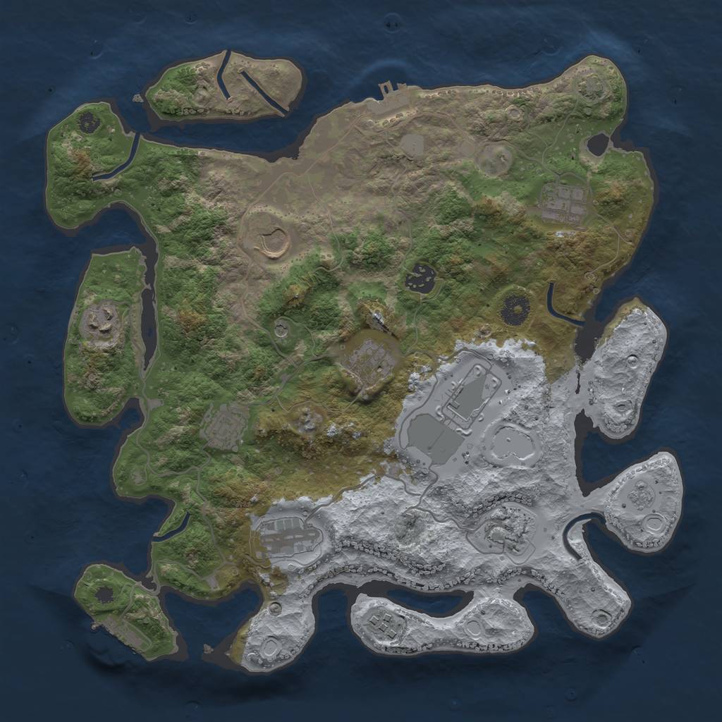 Rust Map: Procedural Map, Size: 3600, Seed: 67872145, 18 Monuments