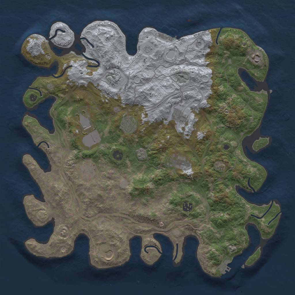 Rust Map: Procedural Map, Size: 4250, Seed: 947739363, 18 Monuments