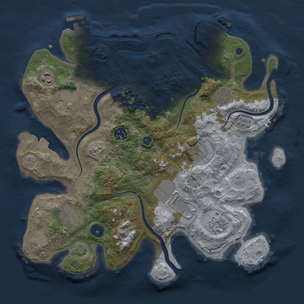 Rust Map: Procedural Map, Size: 3500, Seed: 921067228, 15 Monuments