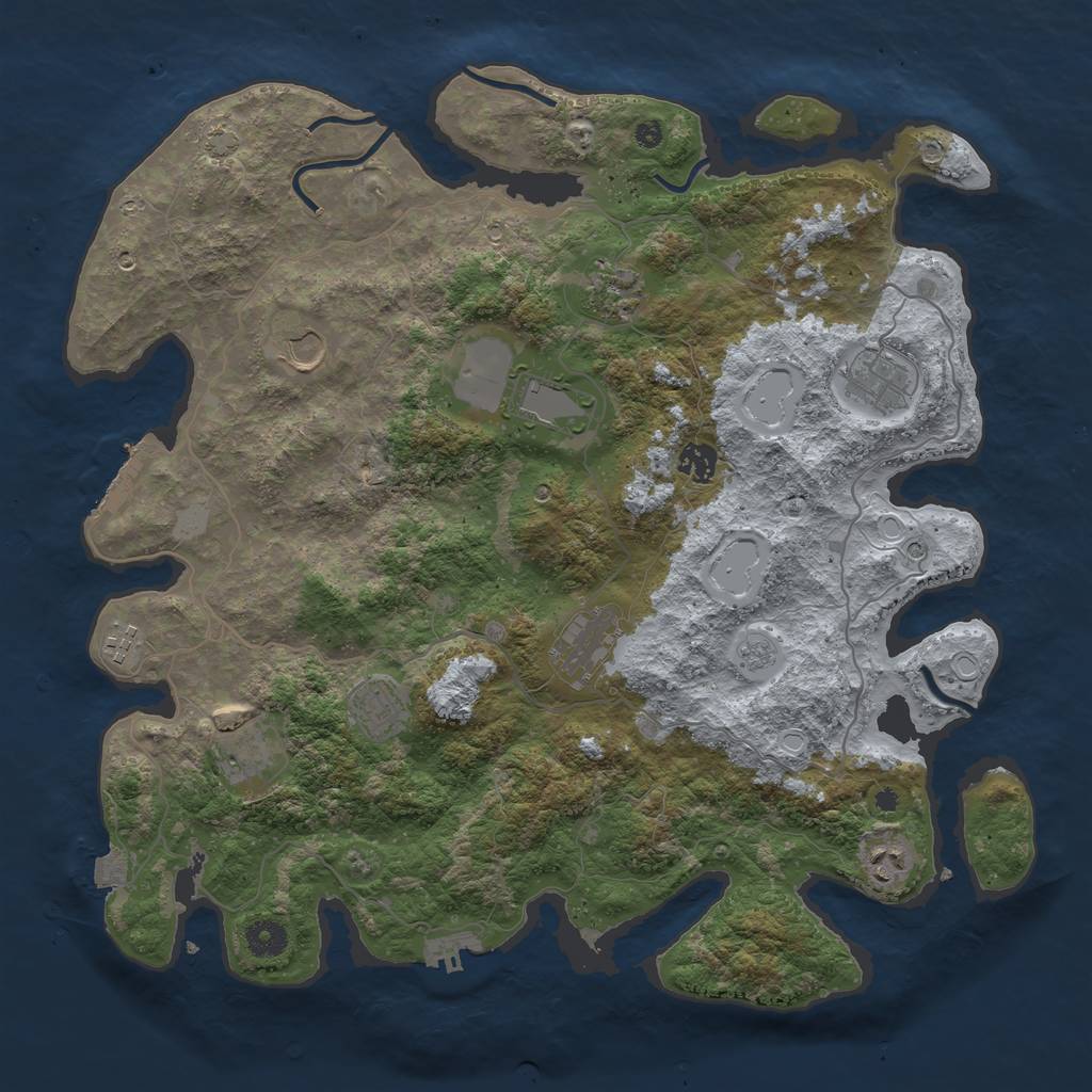 Rust Map: Procedural Map, Size: 4100, Seed: 84793640, 18 Monuments