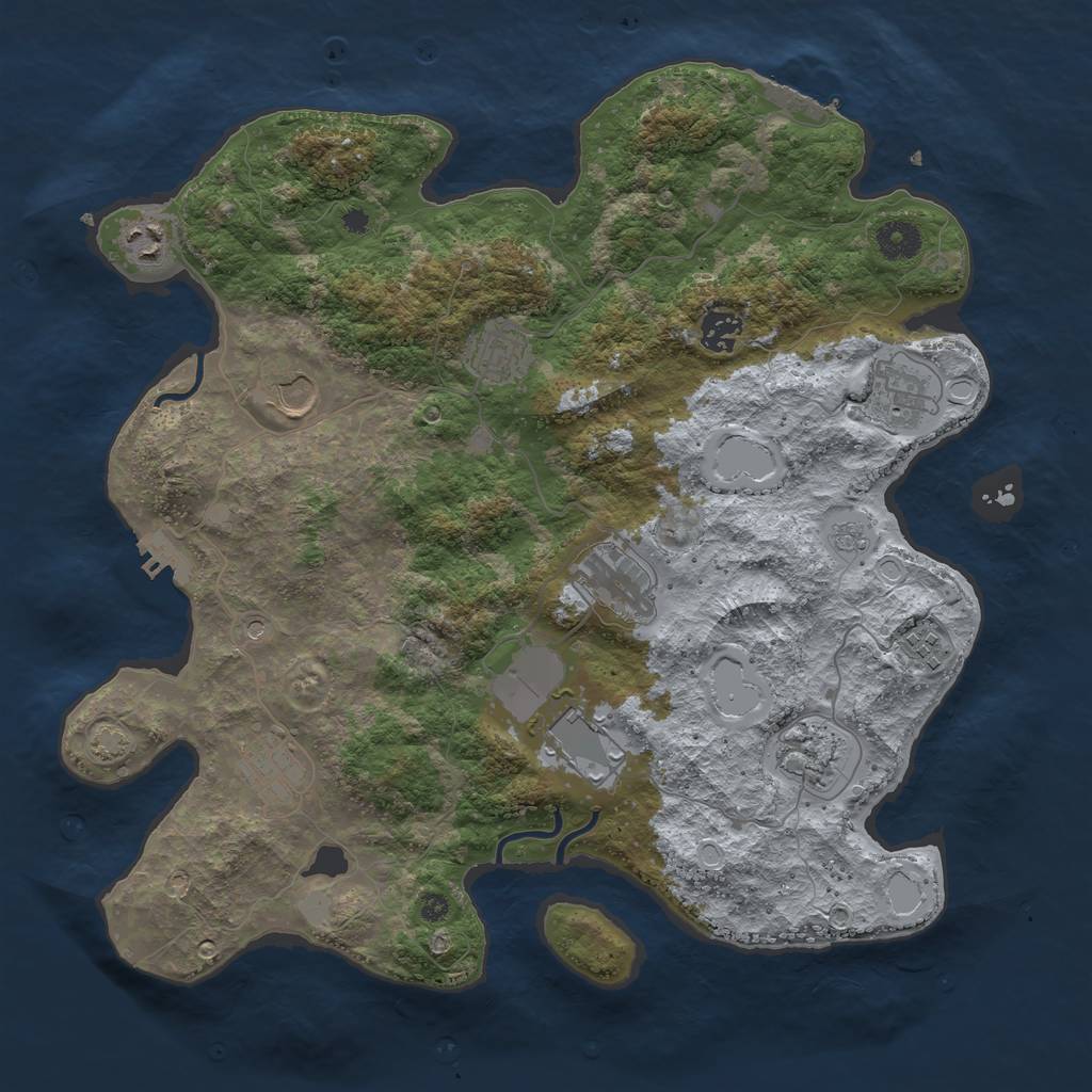 Rust Map: Procedural Map, Size: 3850, Seed: 66801351, 18 Monuments