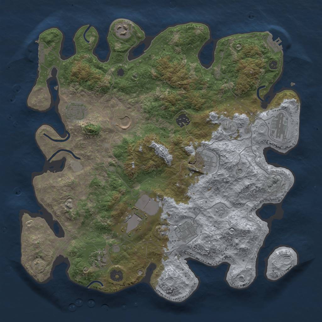 Rust Map: Procedural Map, Size: 3750, Seed: 1751616555, 17 Monuments