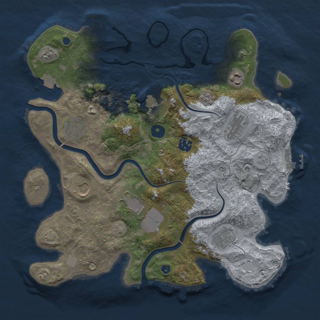 Rust Map: Procedural Map, Size: 3500, Seed: 1725103555, 15 Monuments