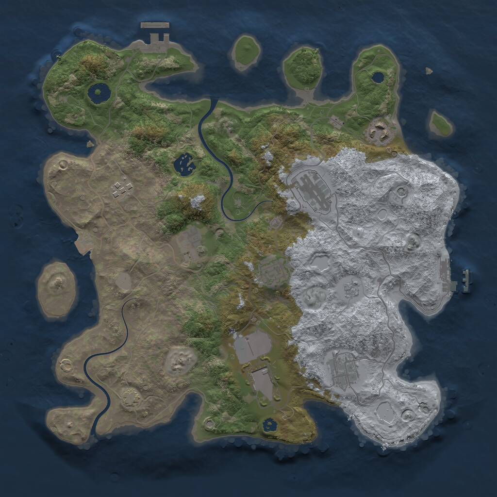 Rust Map: Procedural Map, Size: 3500, Seed: 1725103555, 14 Monuments