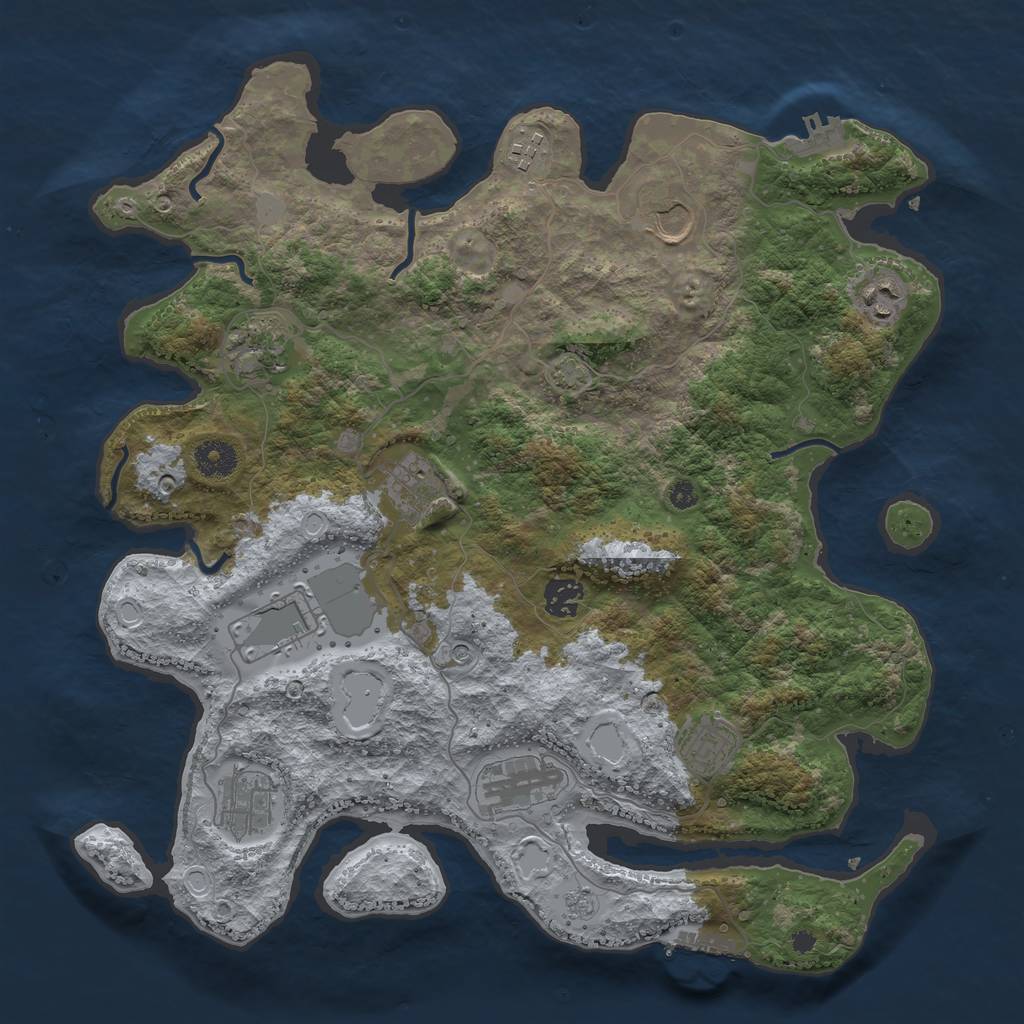 Rust Map: Procedural Map, Size: 3800, Seed: 442052984, 18 Monuments
