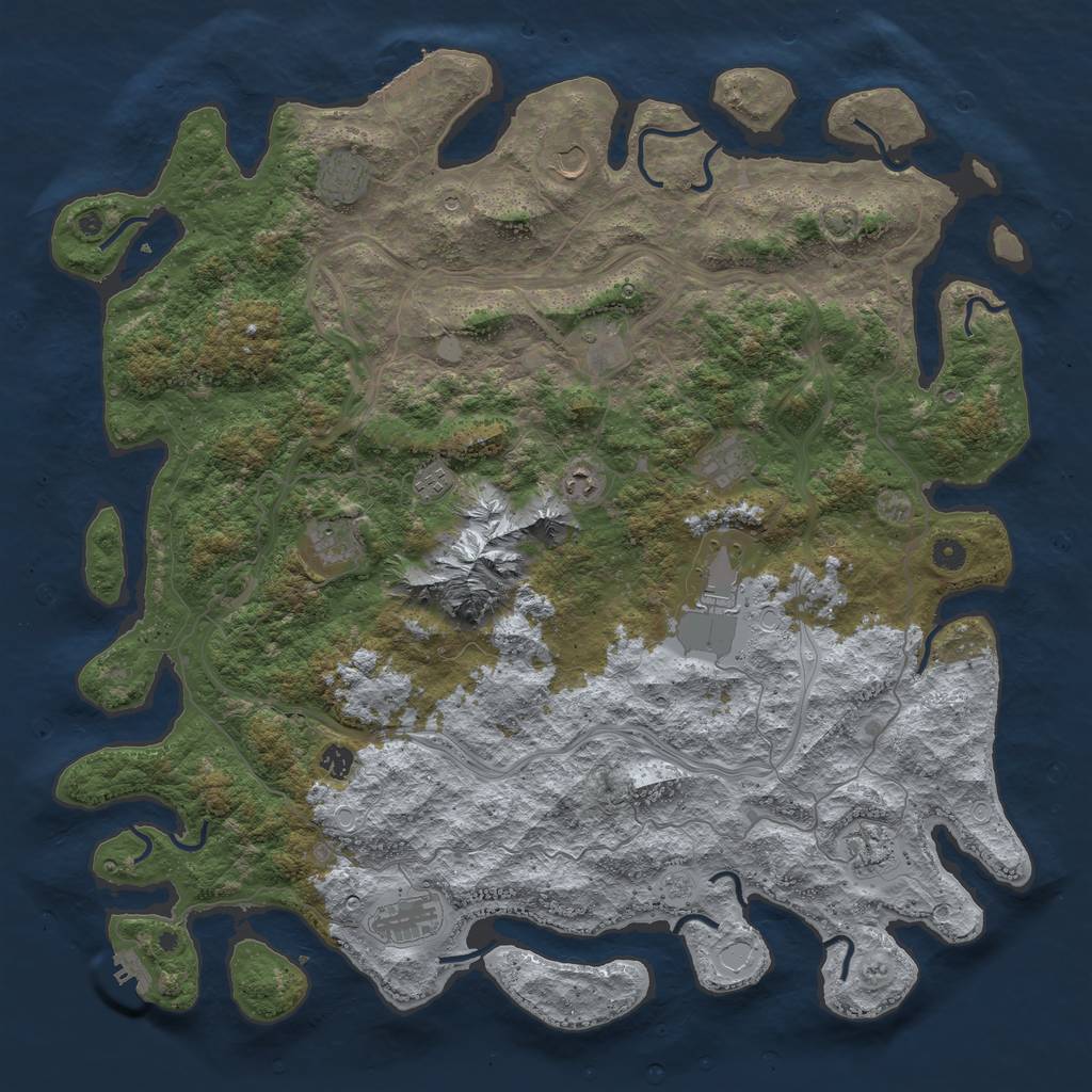 Rust Map: Procedural Map, Size: 5000, Seed: 323332333, 19 Monuments