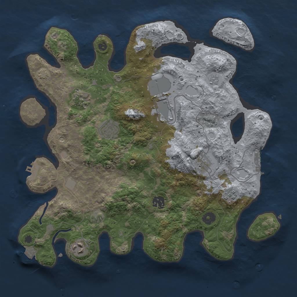 Rust Map: Procedural Map, Size: 3500, Seed: 2047819802, 15 Monuments
