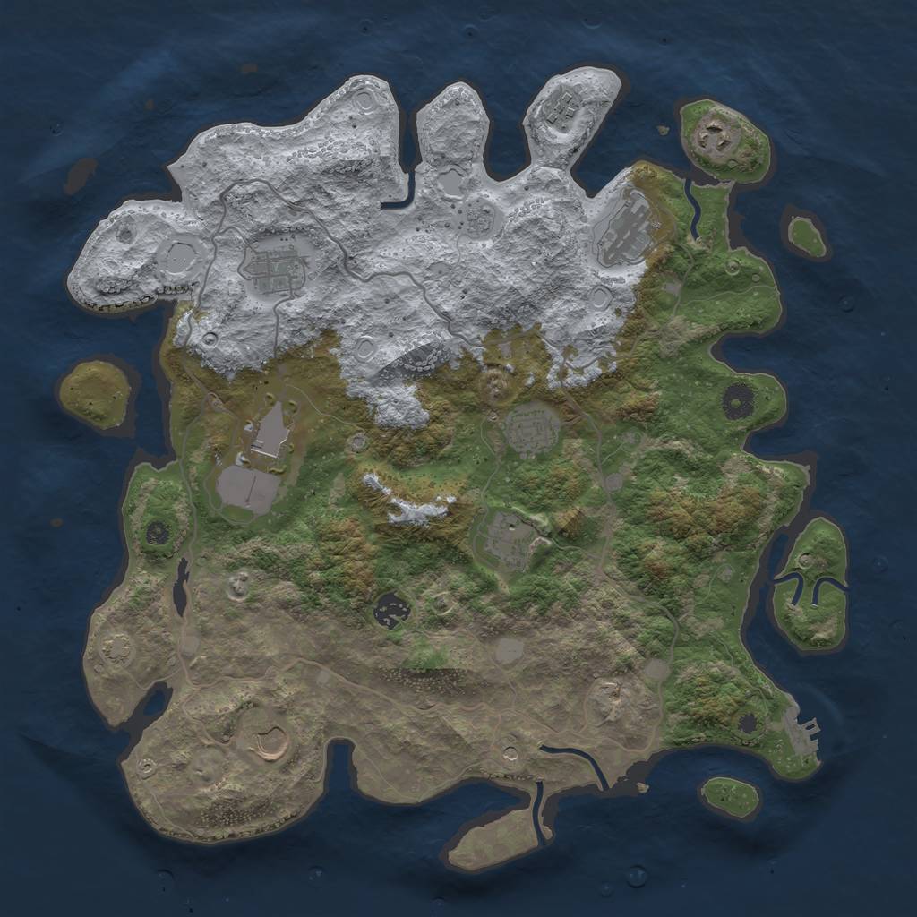 Rust Map: Procedural Map, Size: 4000, Seed: 92837, 16 Monuments