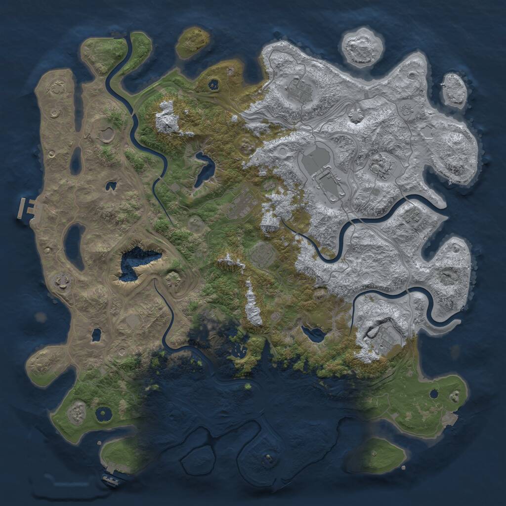 Rust Map: Procedural Map, Size: 4800, Seed: 439764525, 17 Monuments