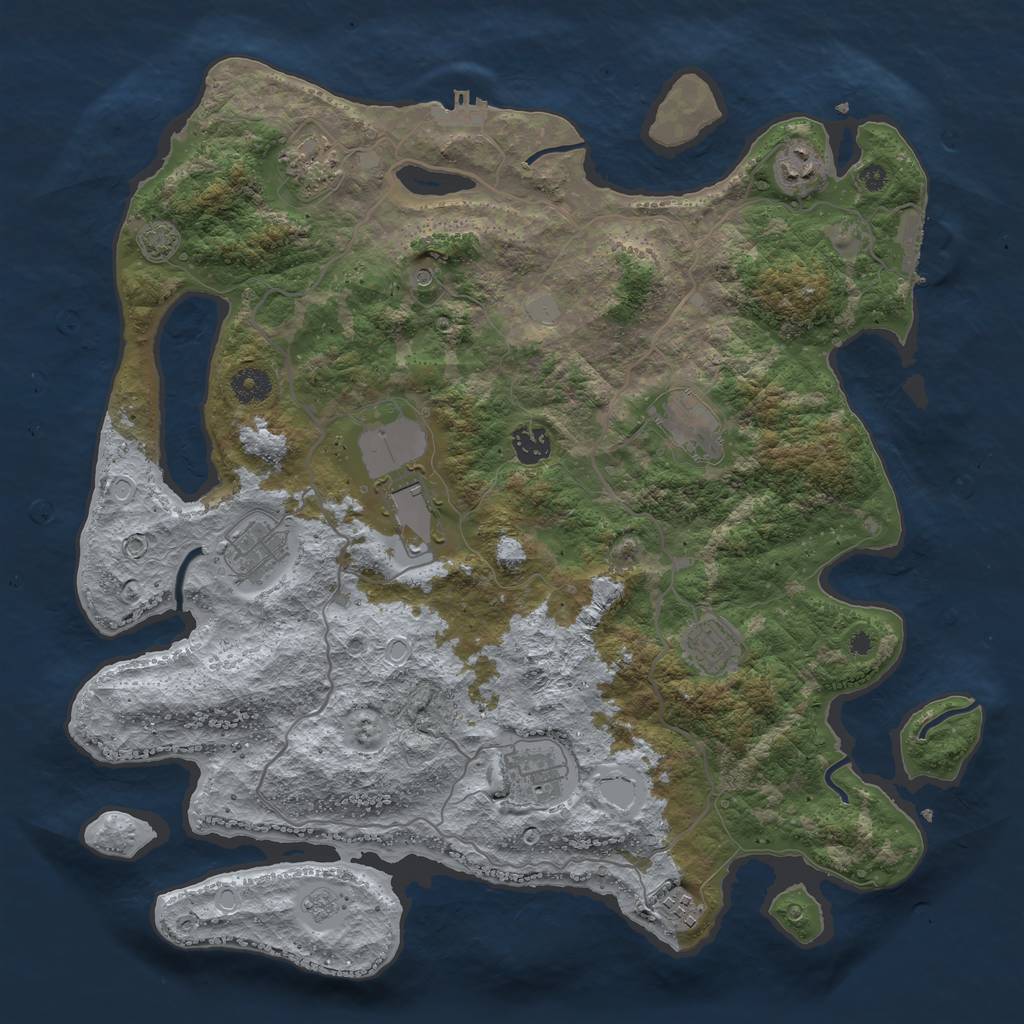Rust Map: Procedural Map, Size: 4000, Seed: 85841232, 17 Monuments