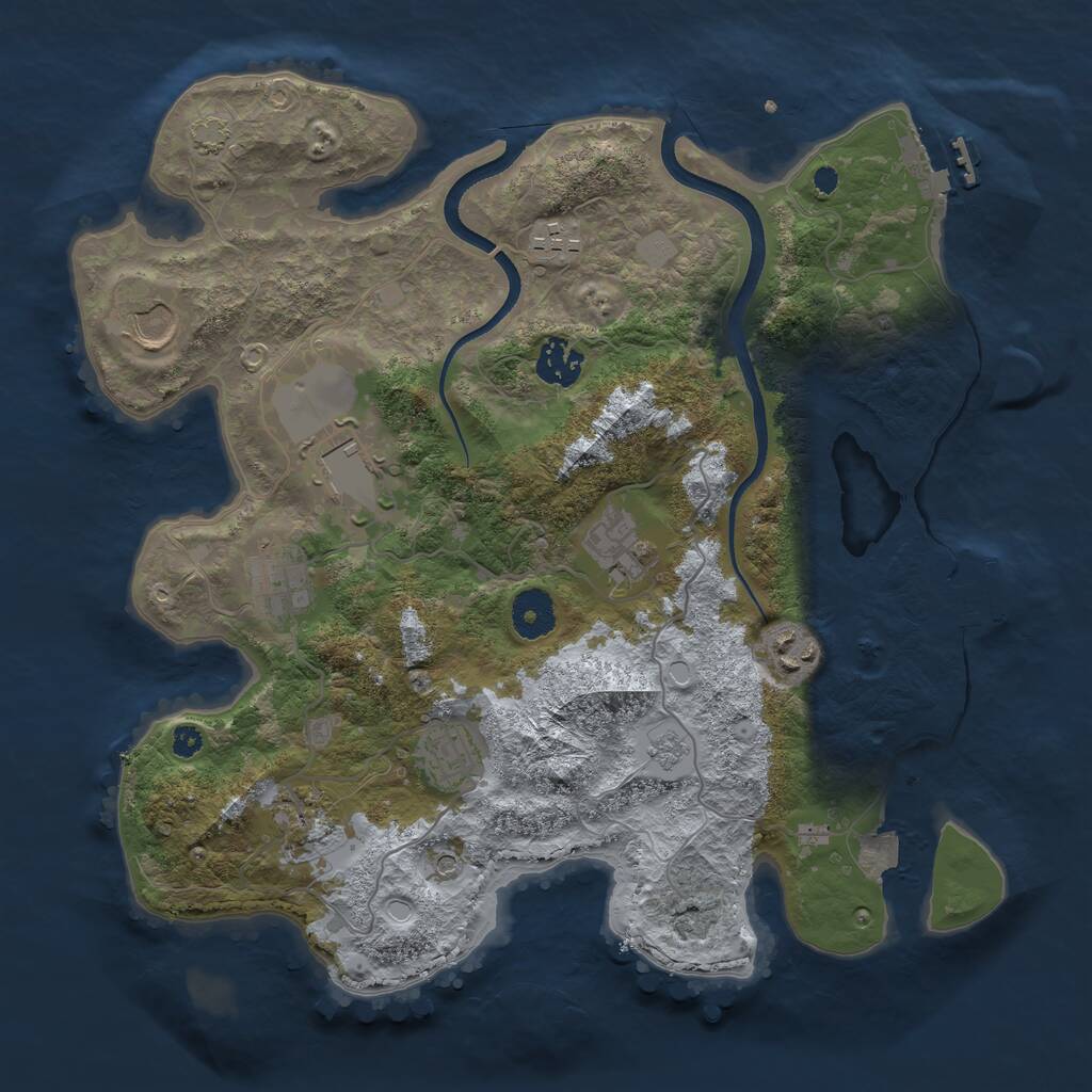 Rust Map: Procedural Map, Size: 3500, Seed: 1901783434, 15 Monuments