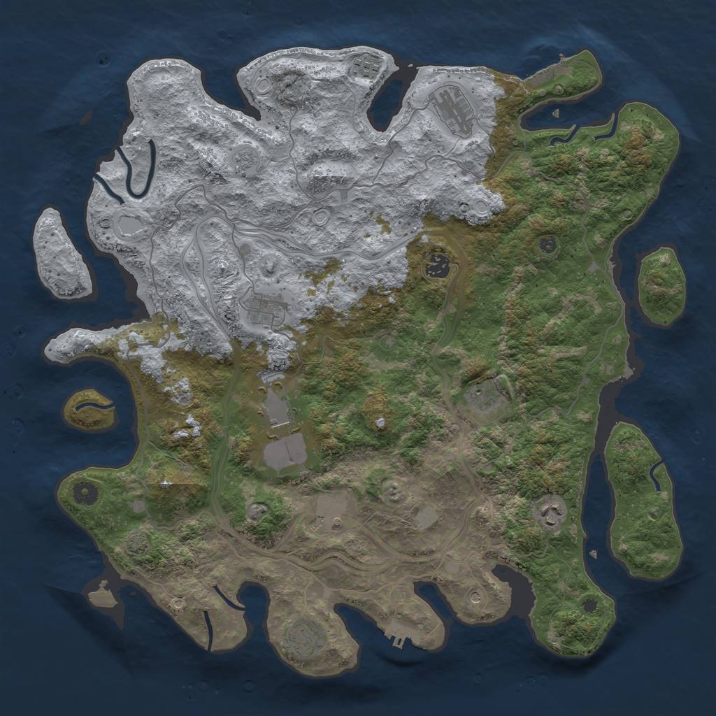Rust Map: Procedural Map, Size: 4350, Seed: 1274773843, 17 Monuments