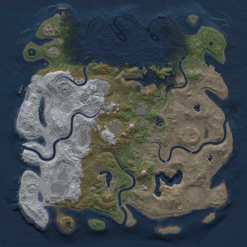 Rust Map: Procedural Map, Size: 4500, Seed: 258676988, 17 Monuments