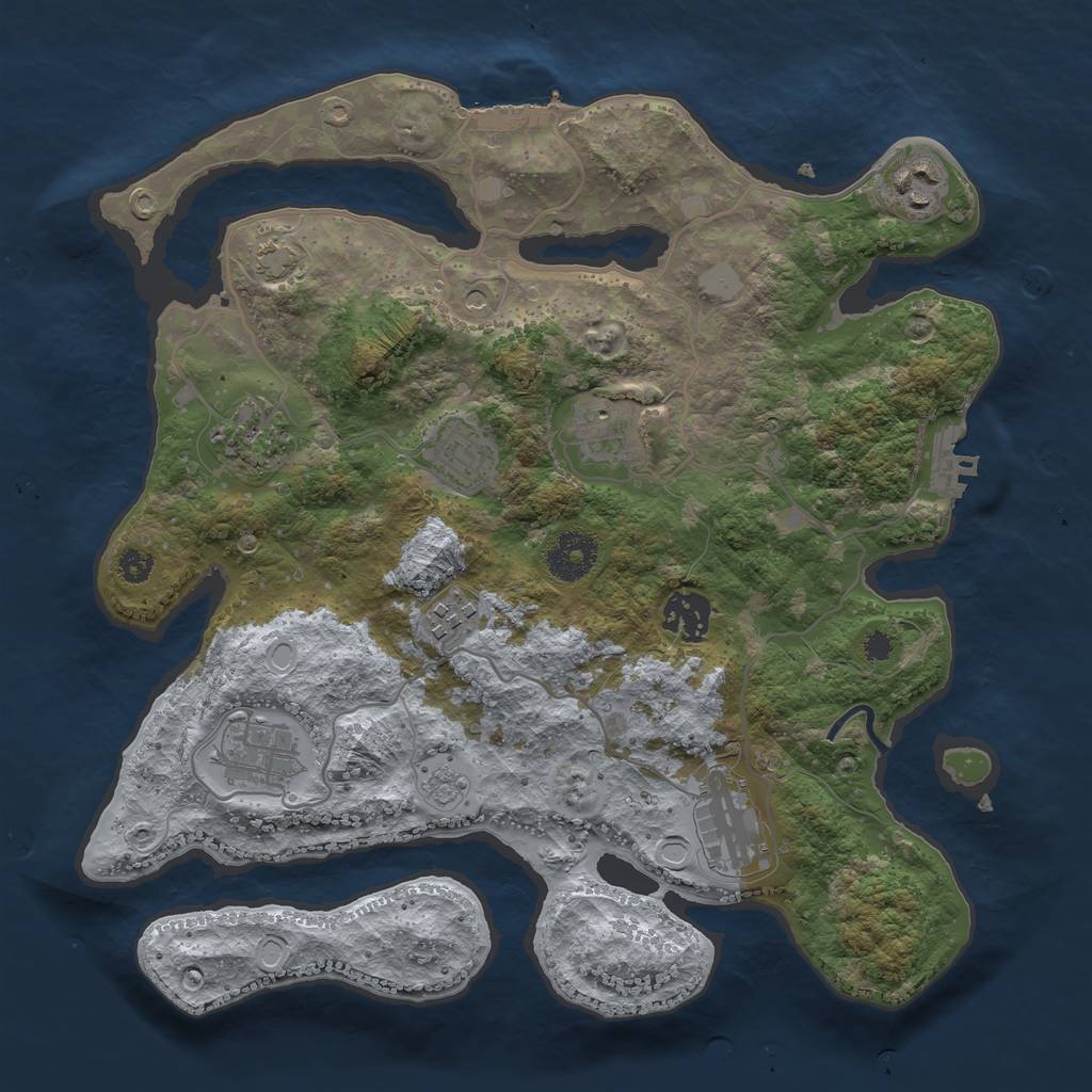 Rust Map: Procedural Map, Size: 3300, Seed: 1006087488, 16 Monuments