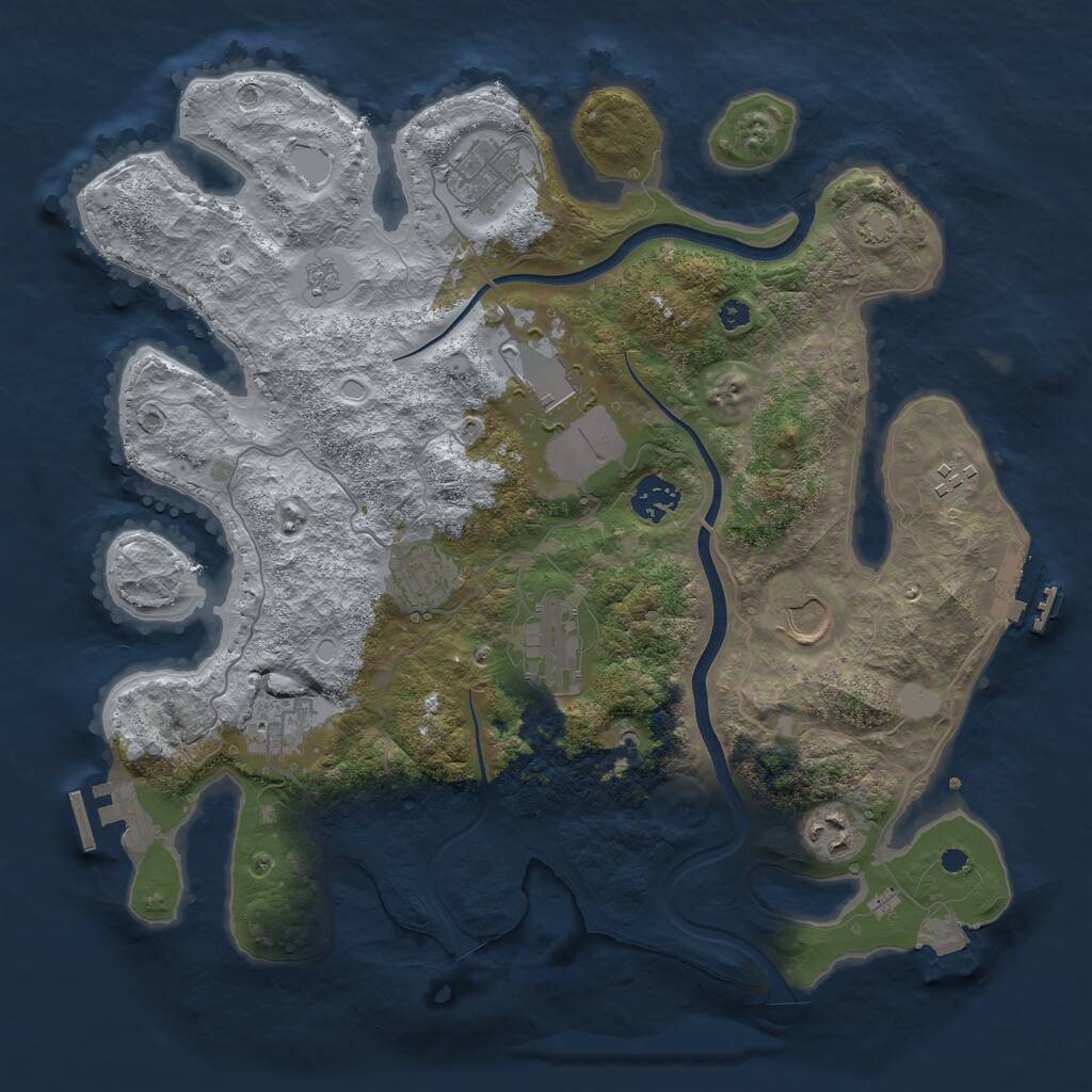Rust Map: Procedural Map, Size: 3600, Seed: 1954, 15 Monuments