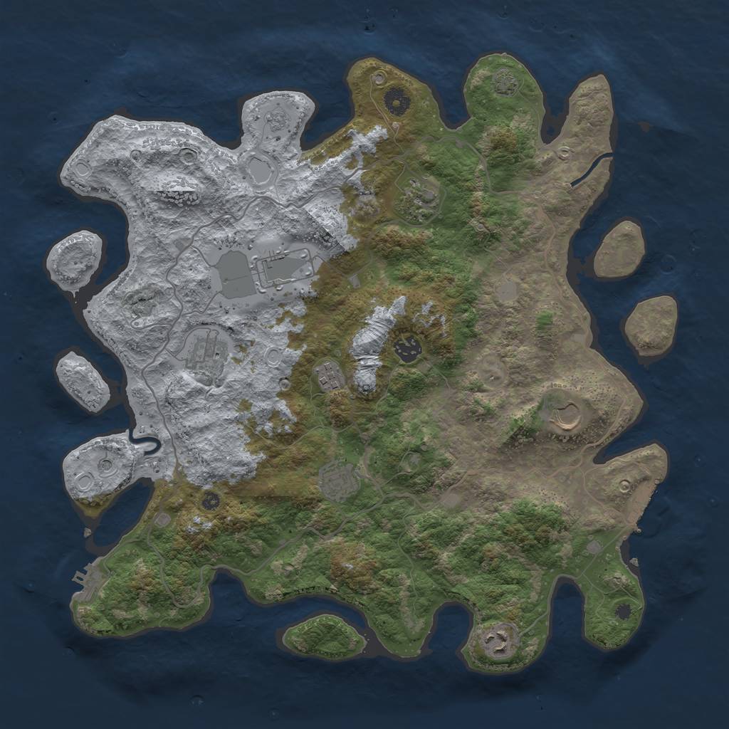 Rust Map: Procedural Map, Size: 4100, Seed: 3495861, 16 Monuments