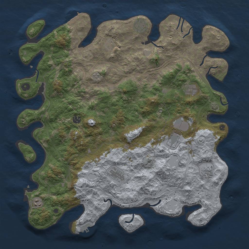 Rust Map: Procedural Map, Size: 4500, Seed: 823454049, 17 Monuments