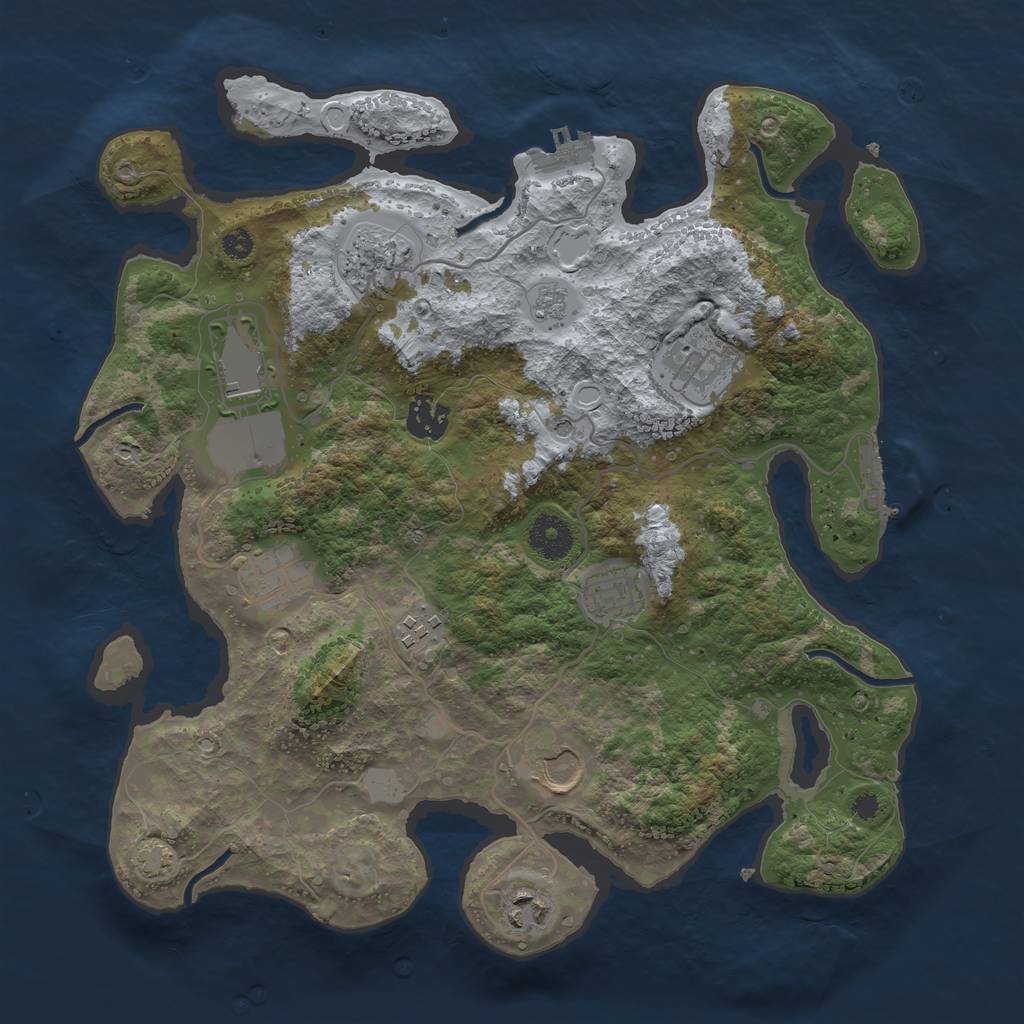 Rust Map: Procedural Map, Size: 3500, Seed: 719272063, 17 Monuments