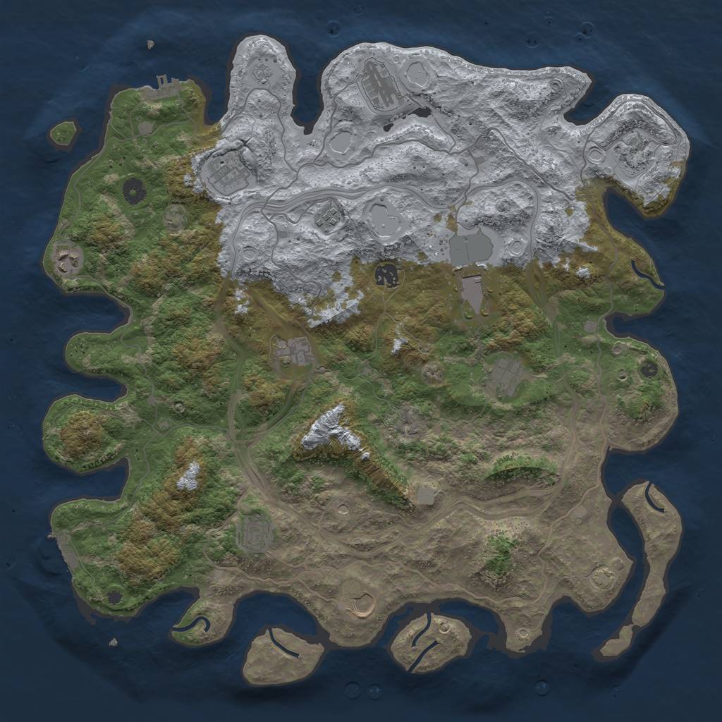 Rust Map: Procedural Map, Size: 4444, Seed: 1704271416, 19 Monuments