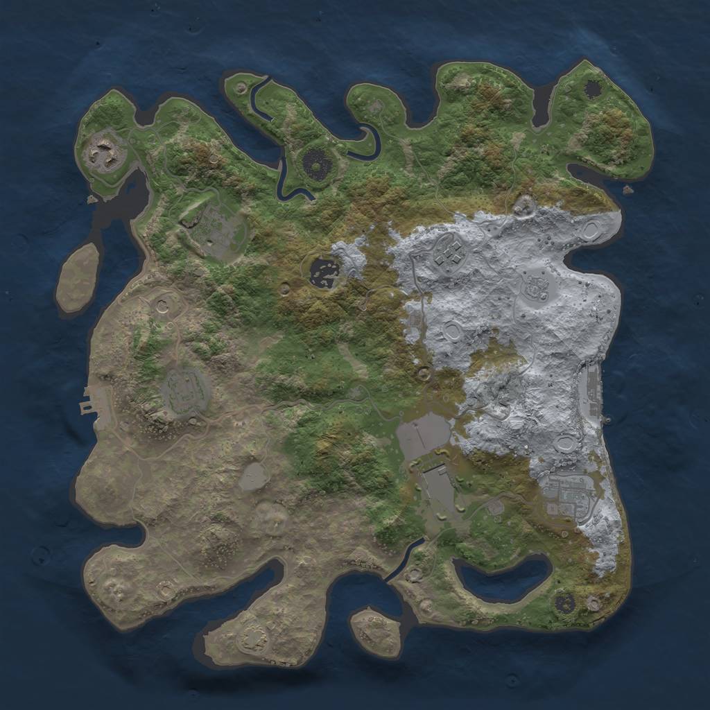 Rust Map: Procedural Map, Size: 3500, Seed: 51577, 15 Monuments