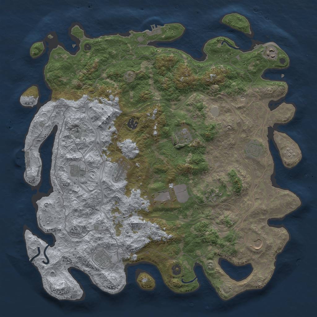 Rust Map: Procedural Map, Size: 4500, Seed: 1901064261, 19 Monuments