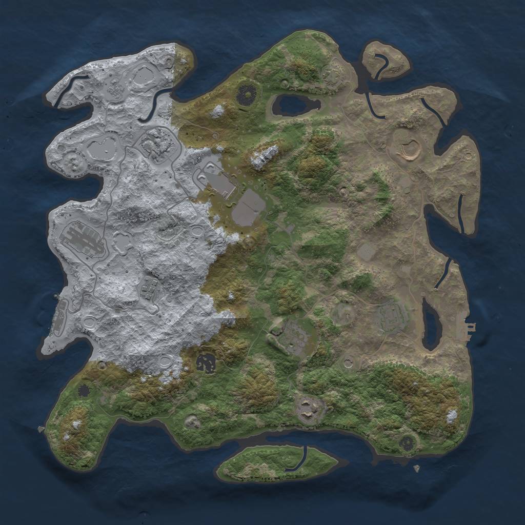 Rust Map: Procedural Map, Size: 3800, Seed: 63929012, 17 Monuments