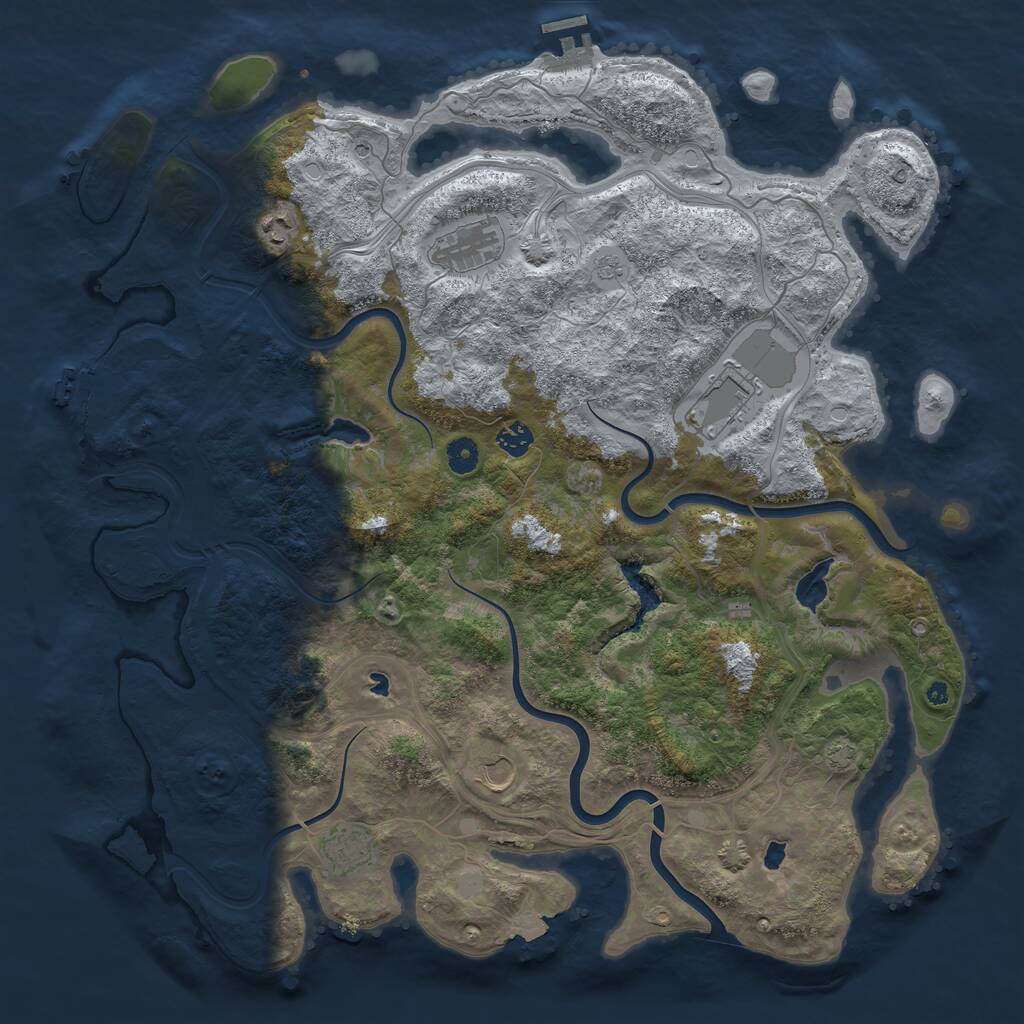 Rust Map: Procedural Map, Size: 4500, Seed: 606609443, 12 Monuments