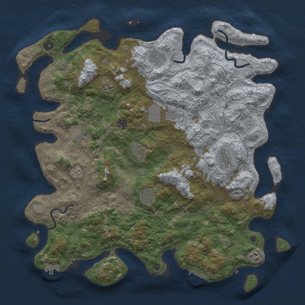 Rust Map: Procedural Map, Size: 4500, Seed: 1384838736, 18 Monuments