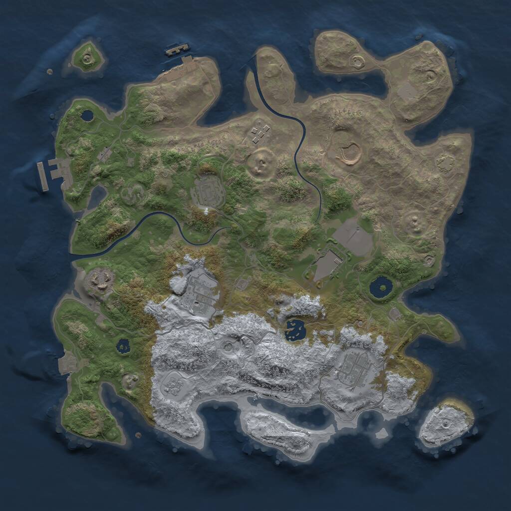 Rust Map: Procedural Map, Size: 3500, Seed: 74577586, 14 Monuments