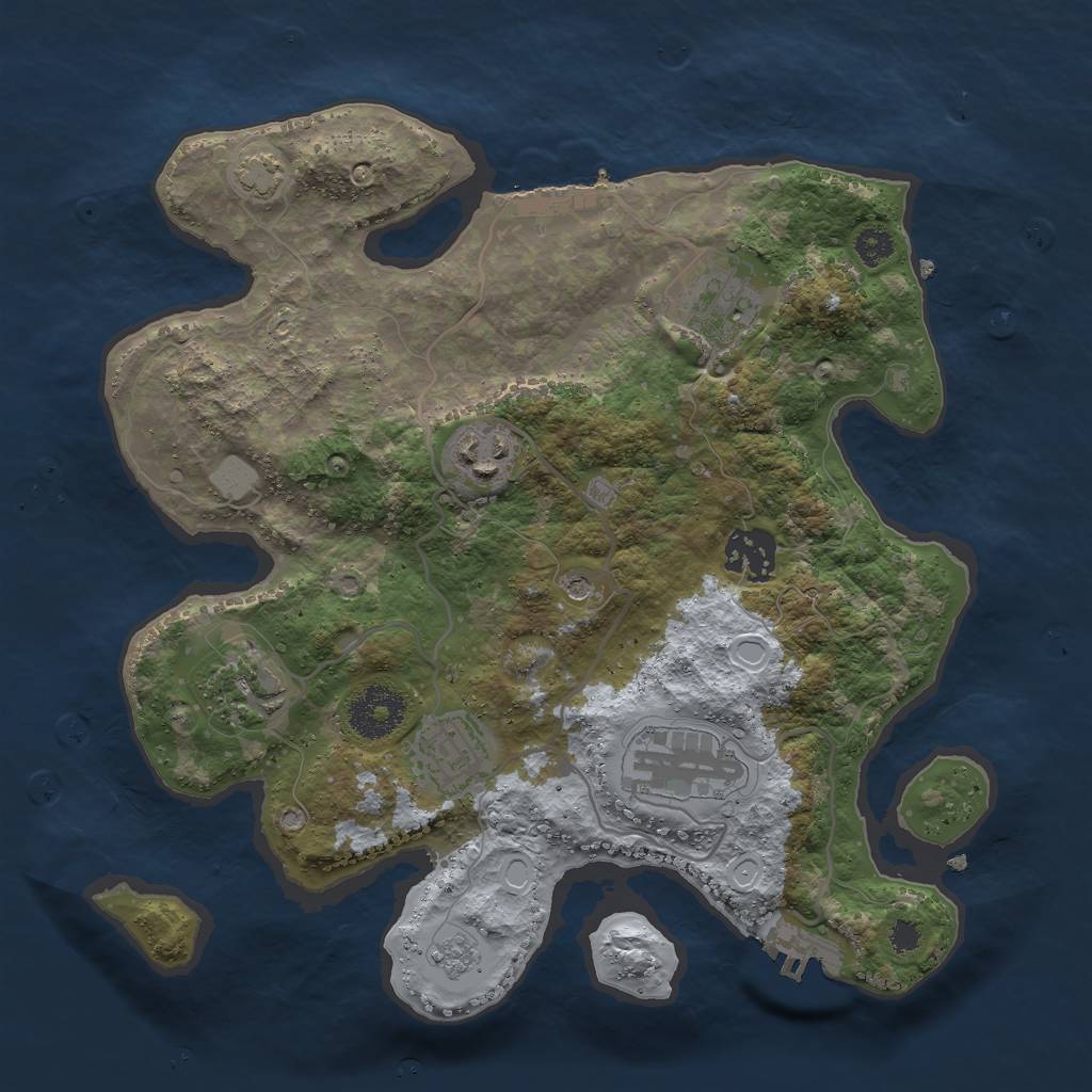Rust Map: Procedural Map, Size: 3000, Seed: 2021304893, 14 Monuments