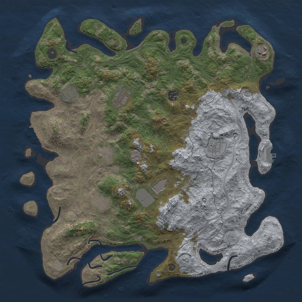 Rust Map: Procedural Map, Size: 4250, Seed: 2043267616, 17 Monuments