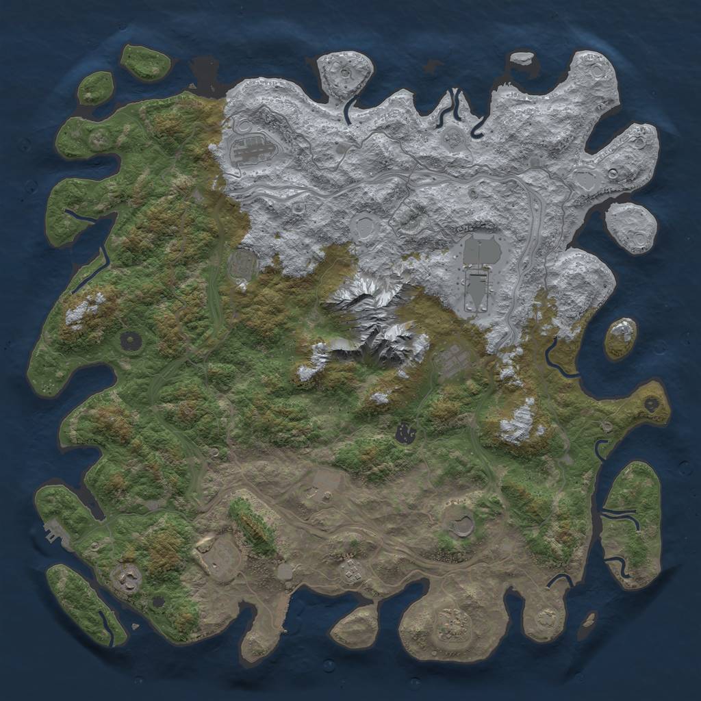 Rust Map: Procedural Map, Size: 5000, Seed: 8954, 19 Monuments