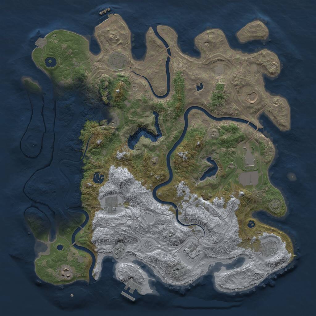 Rust Map: Procedural Map, Size: 4250, Seed: 1068318245, 16 Monuments