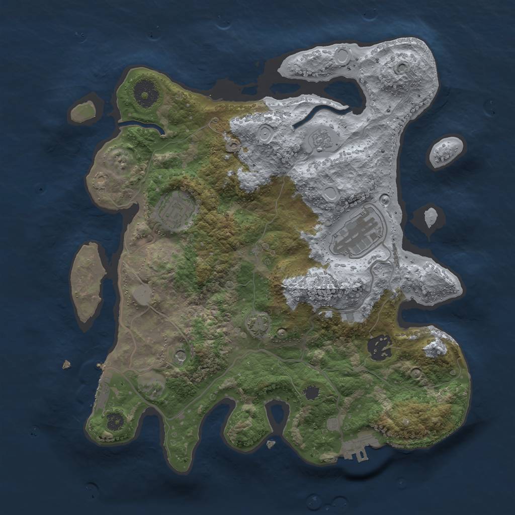 Rust Map: Procedural Map, Size: 3000, Seed: 1275912612, 11 Monuments