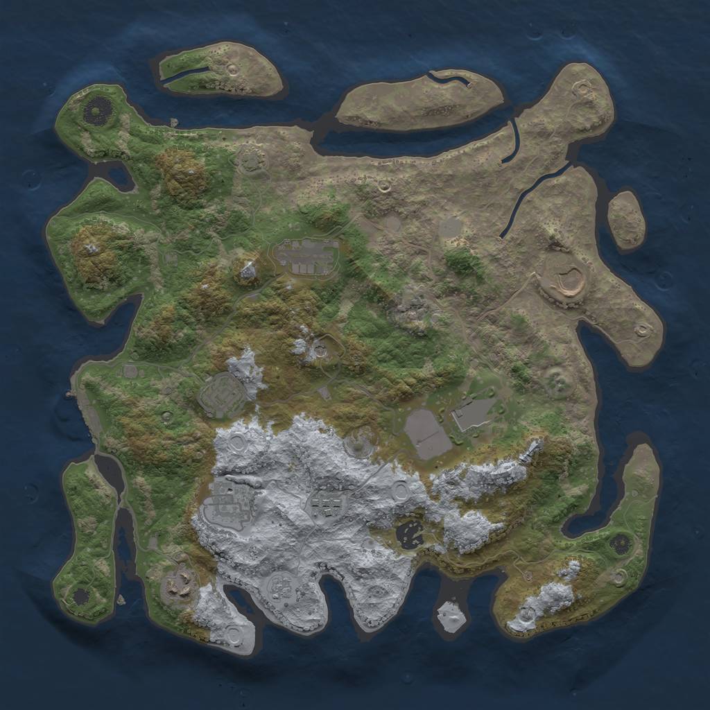 Rust Map: Procedural Map, Size: 3700, Seed: 34556832, 15 Monuments