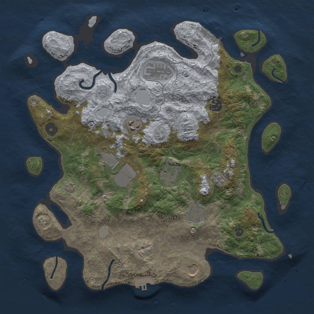 Rust Map: Procedural Map, Size: 3700, Seed: 2061463807, 16 Monuments