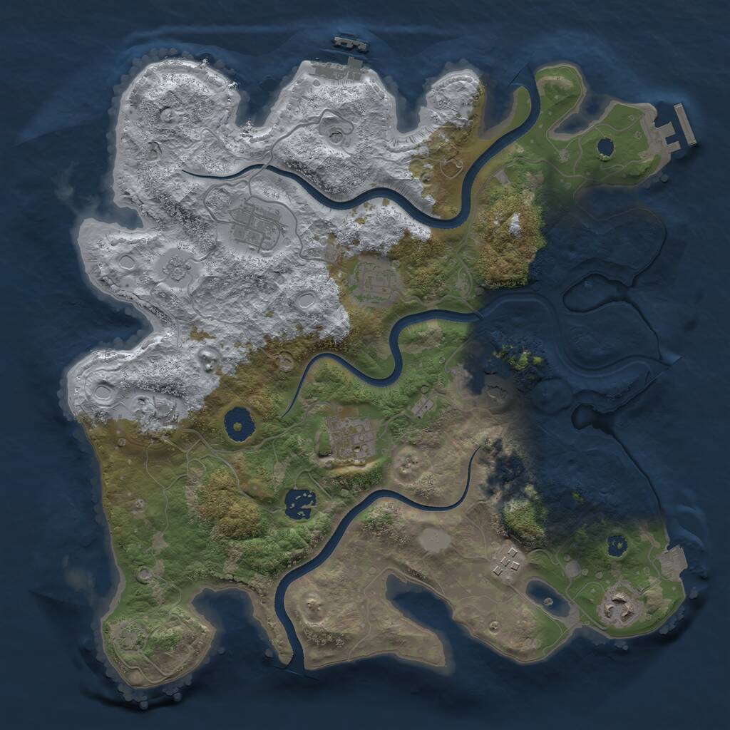 Rust Map: Procedural Map, Size: 3450, Seed: 11897835, 14 Monuments