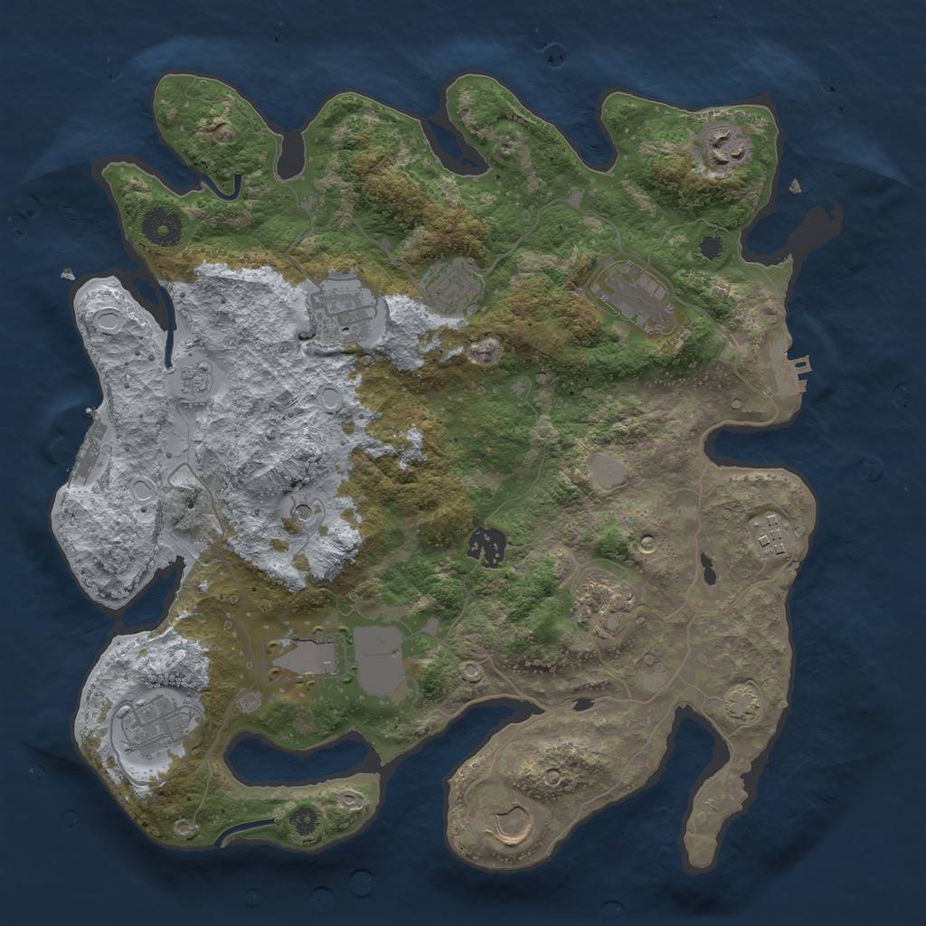 Rust Map: Procedural Map, Size: 3500, Seed: 2024962228, 18 Monuments