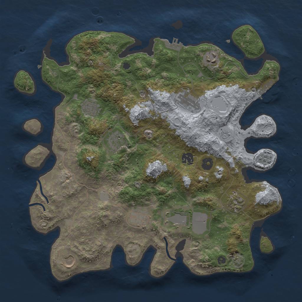 Rust Map: Procedural Map, Size: 3700, Seed: 17435651, 18 Monuments
