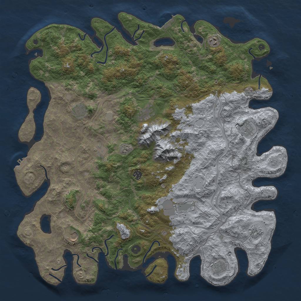 Rust Map: Procedural Map, Size: 5000, Seed: 30623, 19 Monuments
