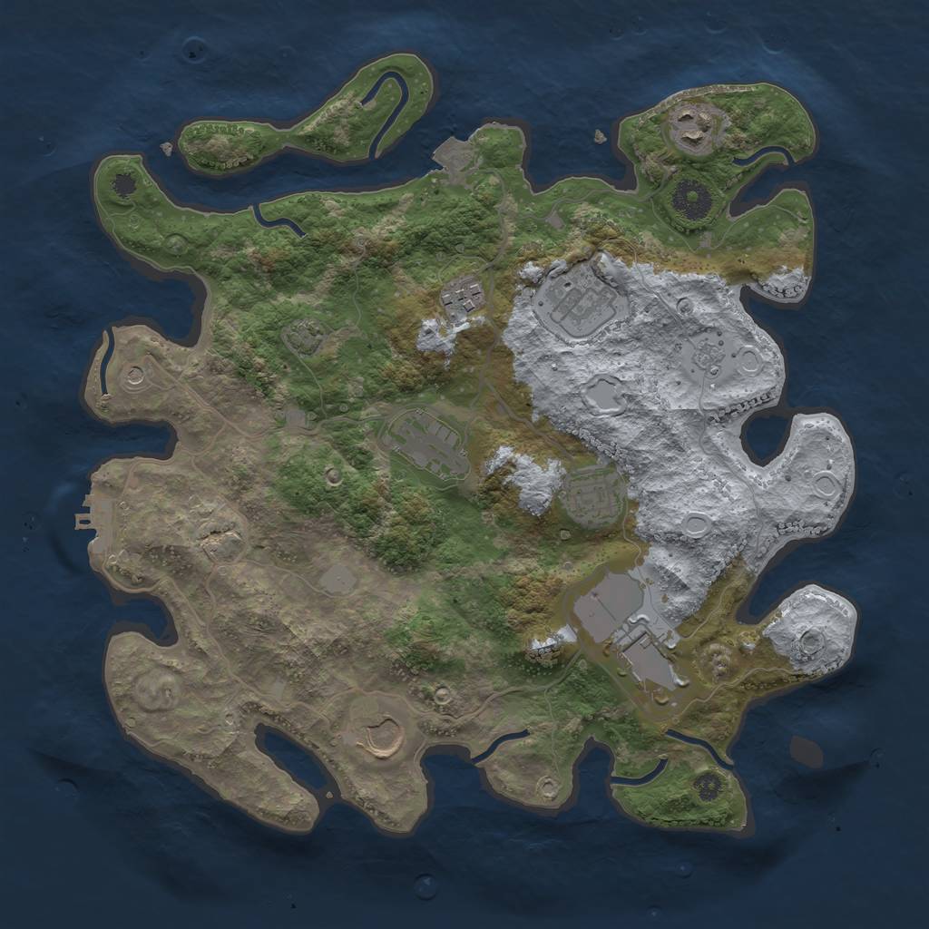 Rust Map: Procedural Map, Size: 3500, Seed: 6517, 14 Monuments
