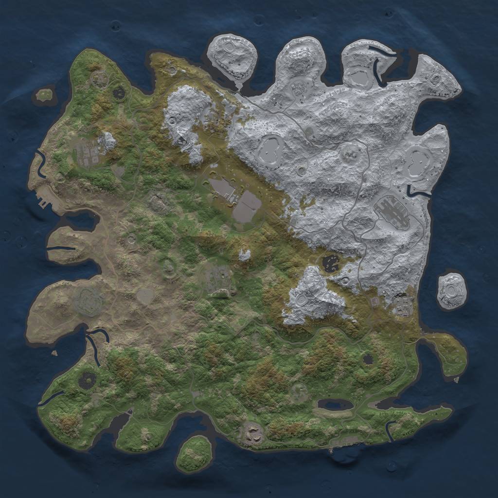 Rust Map: Procedural Map, Size: 4200, Seed: 223678, 17 Monuments