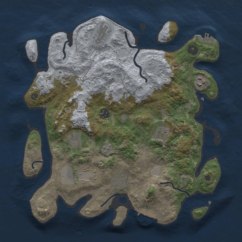 Rust Map: Procedural Map, Size: 3500, Seed: 1409167795, 17 Monuments