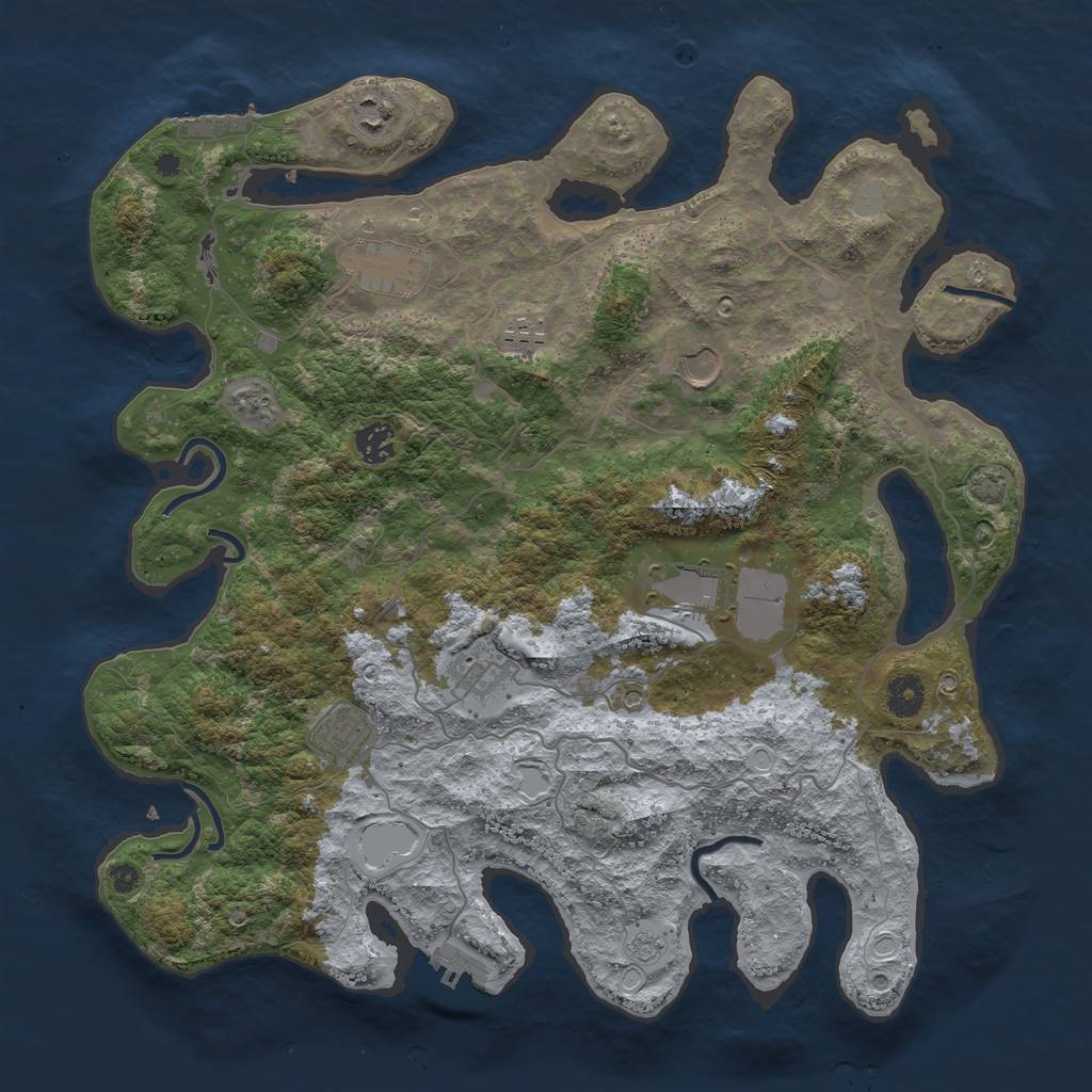 Rust Map: Procedural Map, Size: 4000, Seed: 163950219, 16 Monuments