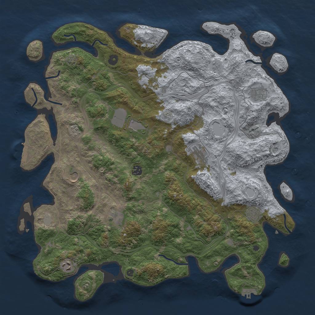 Rust Map: Procedural Map, Size: 4500, Seed: 725894594, 17 Monuments