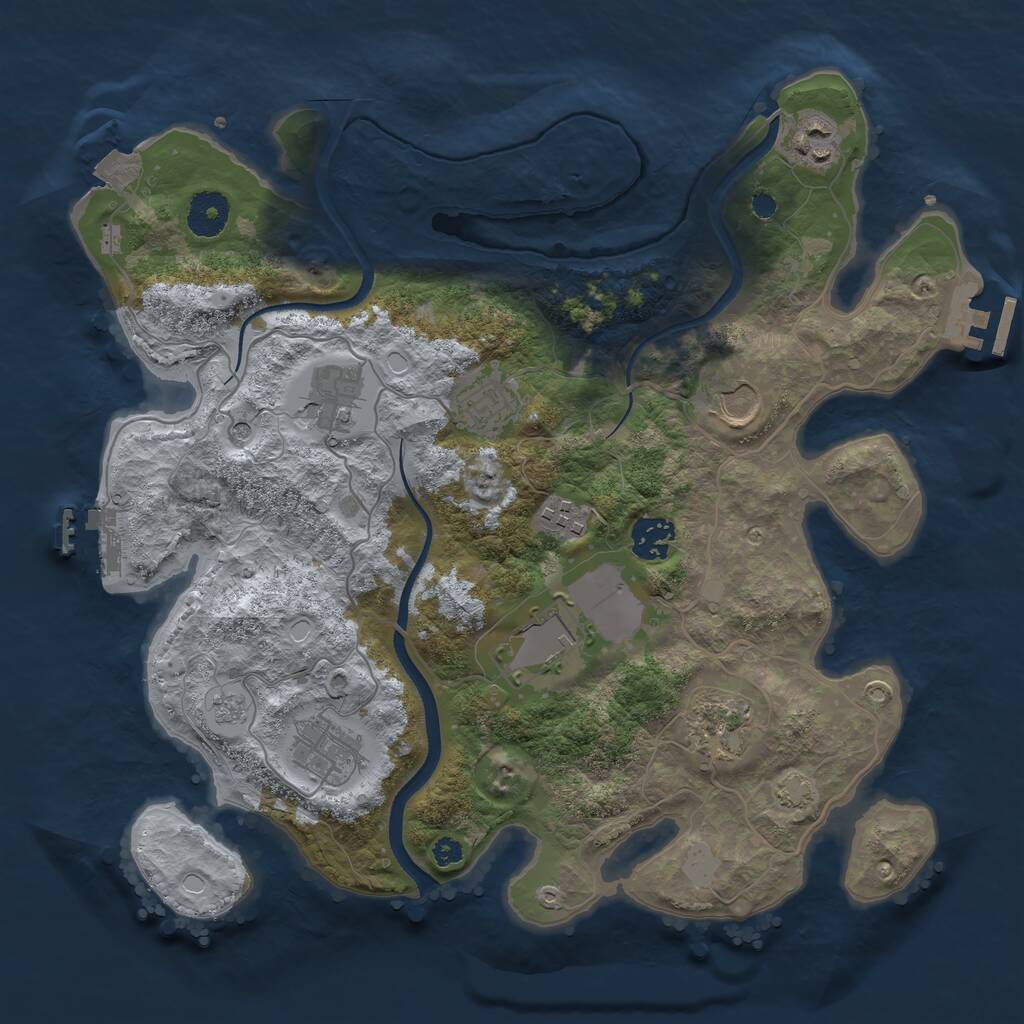 Rust Map: Procedural Map, Size: 3500, Seed: 735302738, 15 Monuments